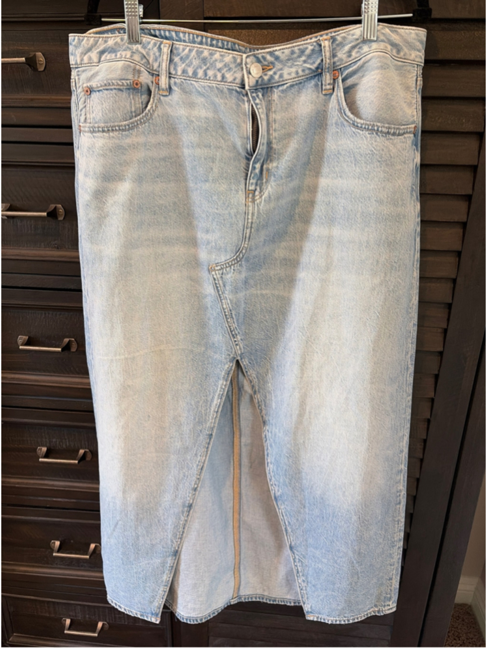 Women's American Eagle Denim Maxi Skirt Size 16 Light Wash